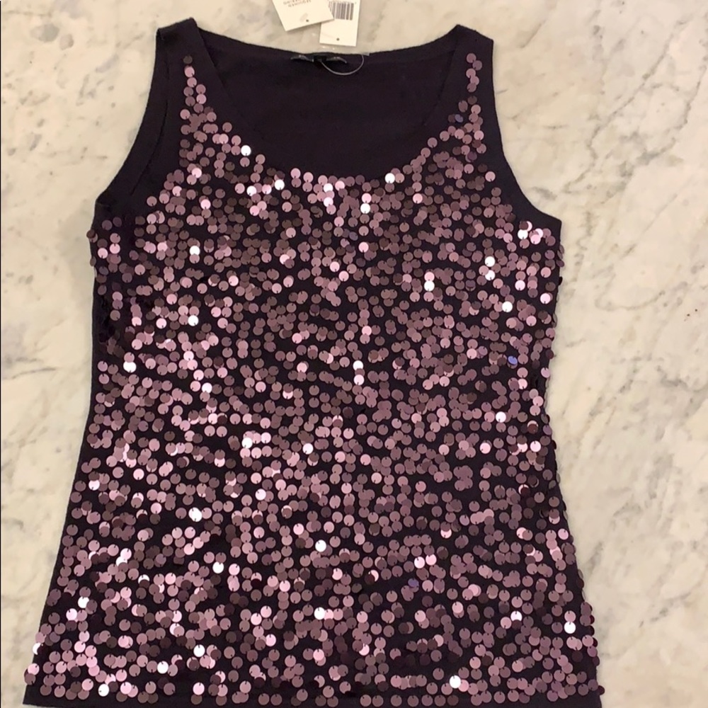 Sequined fine merino wool tank